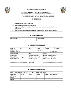 Mopani District Municipality Application Form