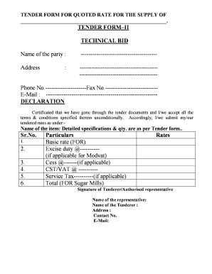 Tender Form PDF