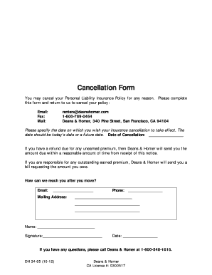 Cancellation Form Deans Homer