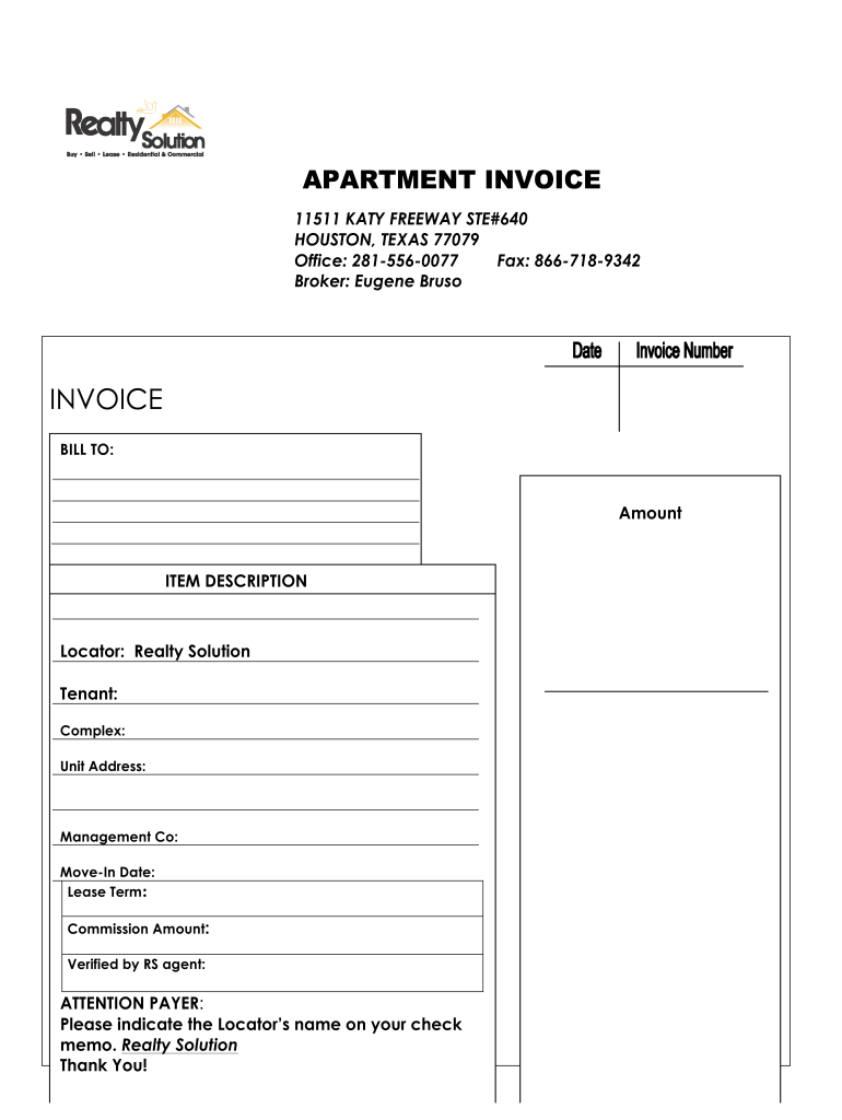 Get and Sign Apartment Invoice  Form