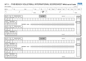 Beach Volleyball Score Sheet  Form