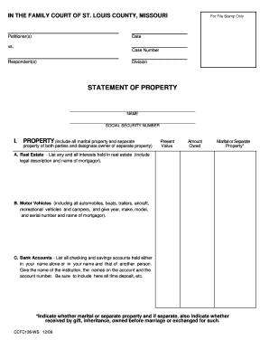 Statement of Property  Form