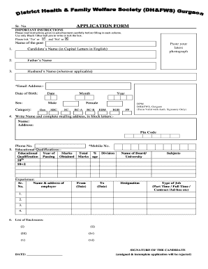 District Health Family Welfare Society Gurugram  Form