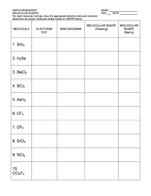 Vsepr Worksheet High School PDF  Form