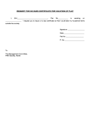 No Dues Certificate  Form