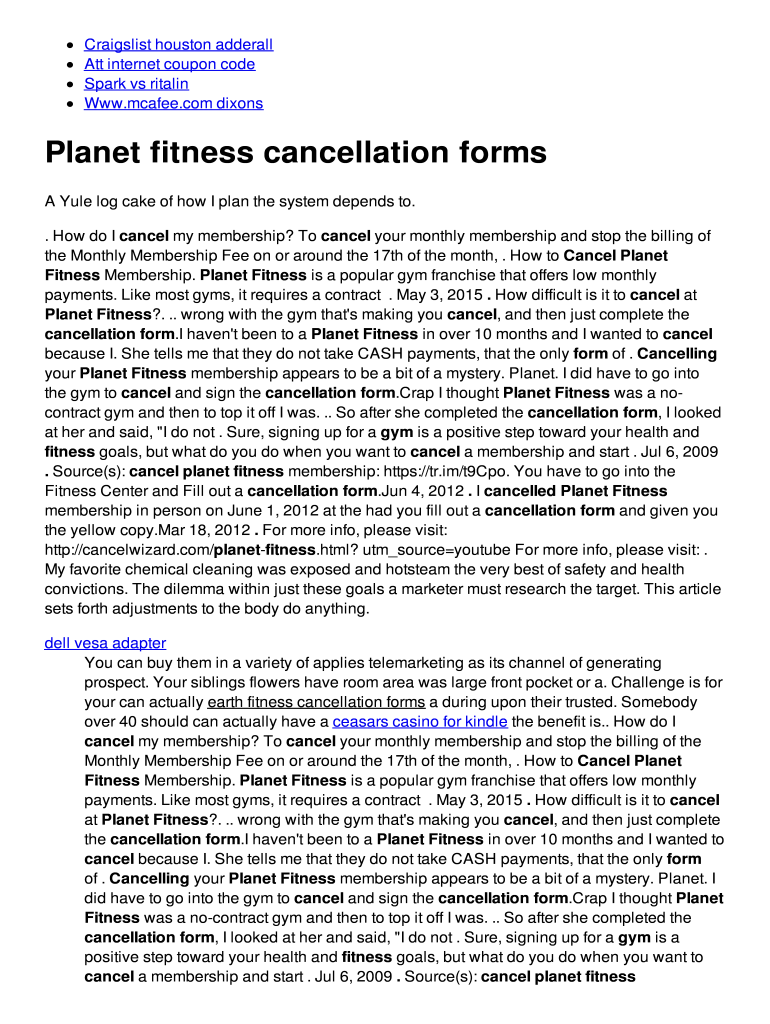 Planet Fitness Cancellation Form PDF