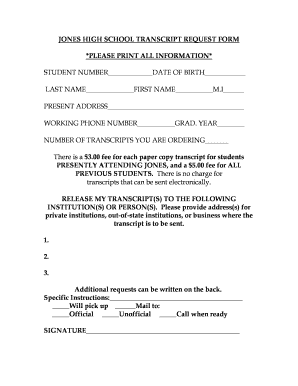 Fl School Transcript Request  Form