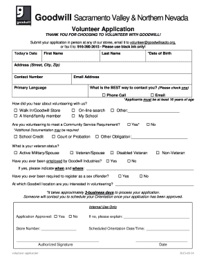 Goodwill Volunteer Application Form