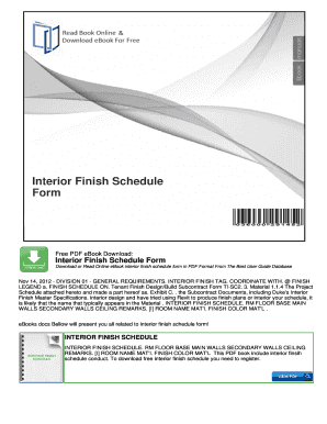 Interior Finish Schedule Excel Template  Form