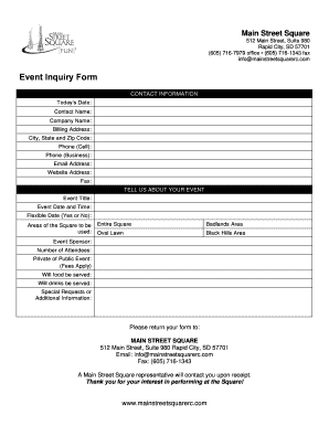 Event Inquiry Form Template