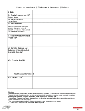 Return on Investment ROIEconomic Investment EI Form Phqix