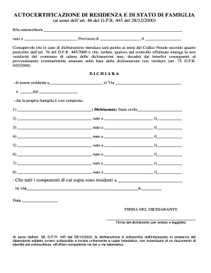 Autocertificazione Form