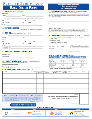 Print an Order Form Positive Promotions
