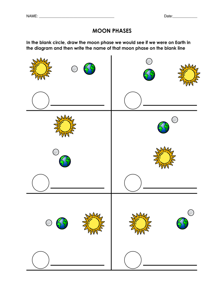 Moon Phases Worksheet PDF Answer Key  Form