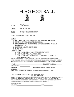 FLAG FOOTBALL Helena High School Hhs Helenaschools  Form