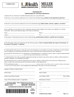 University of Miami HIPAA Forms