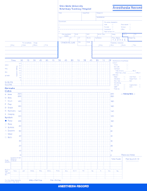 Ohio State University Anesthesia Record Veterinary Vet Ohio State  Form