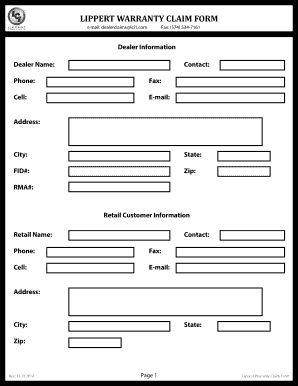 Lippert Warranty Claim Form