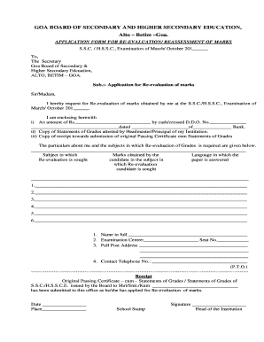 Goa Board Revaluation Form