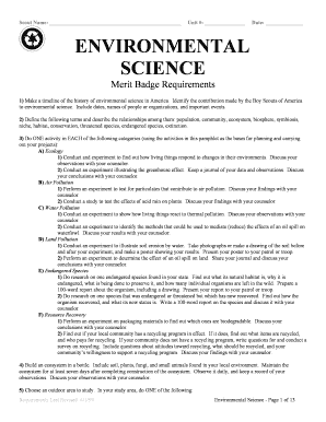 Environmental Science Merit Badge Workbook  Form