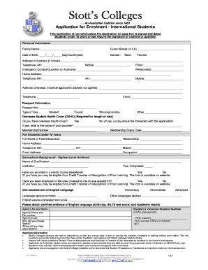  Stotts College Application Form 2013