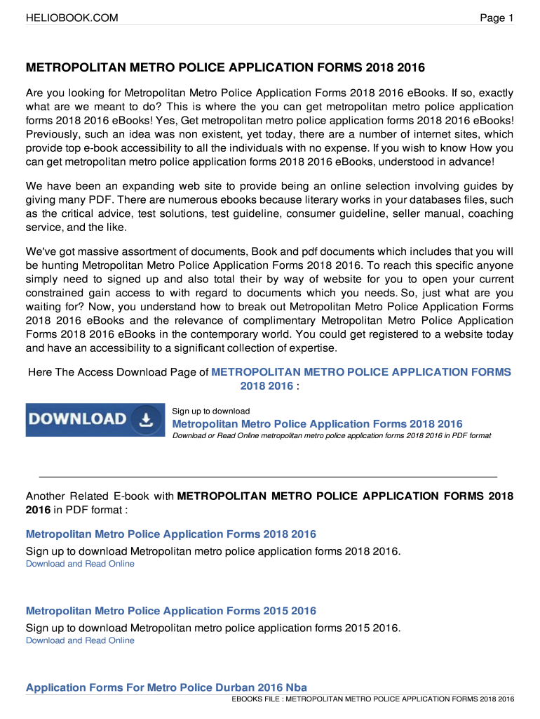 metro police application forms 2022 pdf download