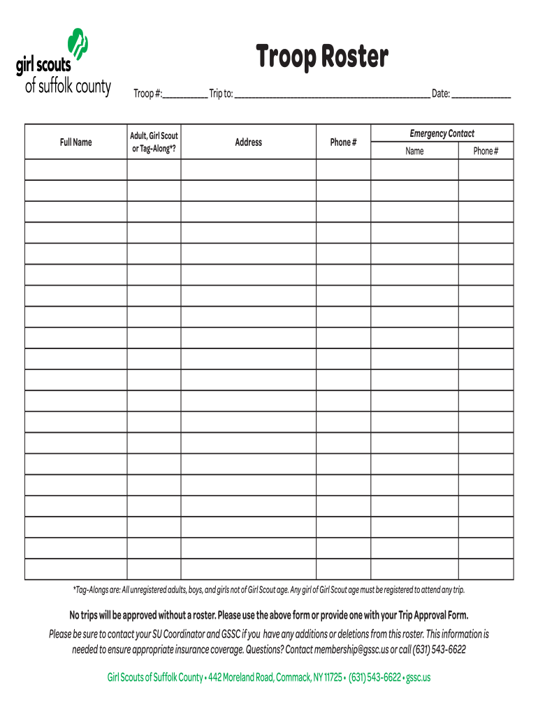 Troop Roster  Form