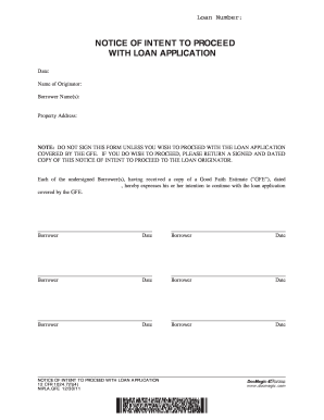 Intent to Proceed Letter  Form