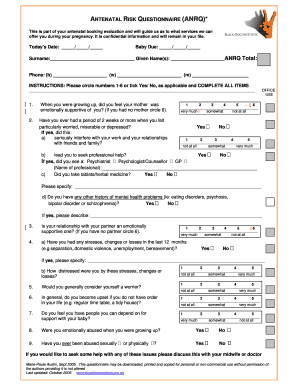 Antenatal Questionnaire  Form