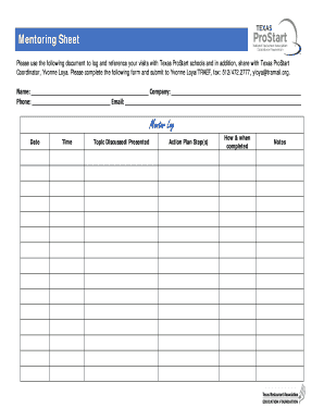 Mentoring Log Template  Form