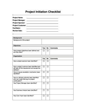 Project Initiation Checklist Template  Form
