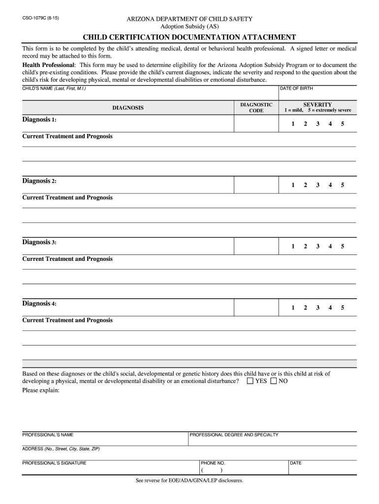  Adoption Subsidy Form Arizona Cso 1079c 2015-2024