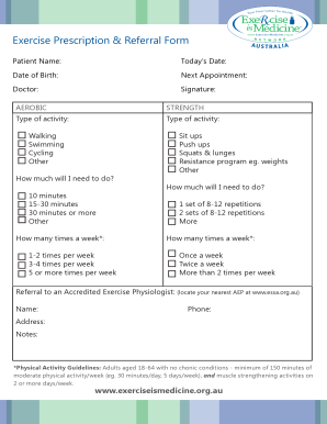 Exercise Prescription Template  Form