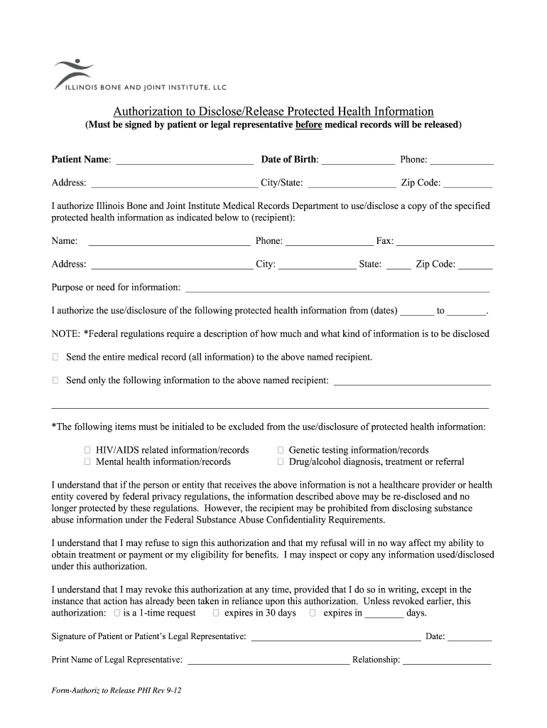  Illinois Bone and Joint Medical Records 2012-2024