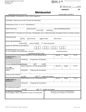 Meldezettel  Form