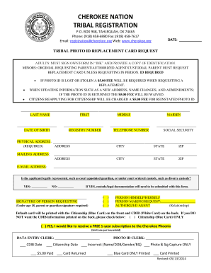 Cherokee Nation Replacement Card  Form