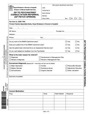 GP Psych Opinion Referral Form Brisbane North PHN