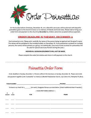 Church Poinsettia Order Form