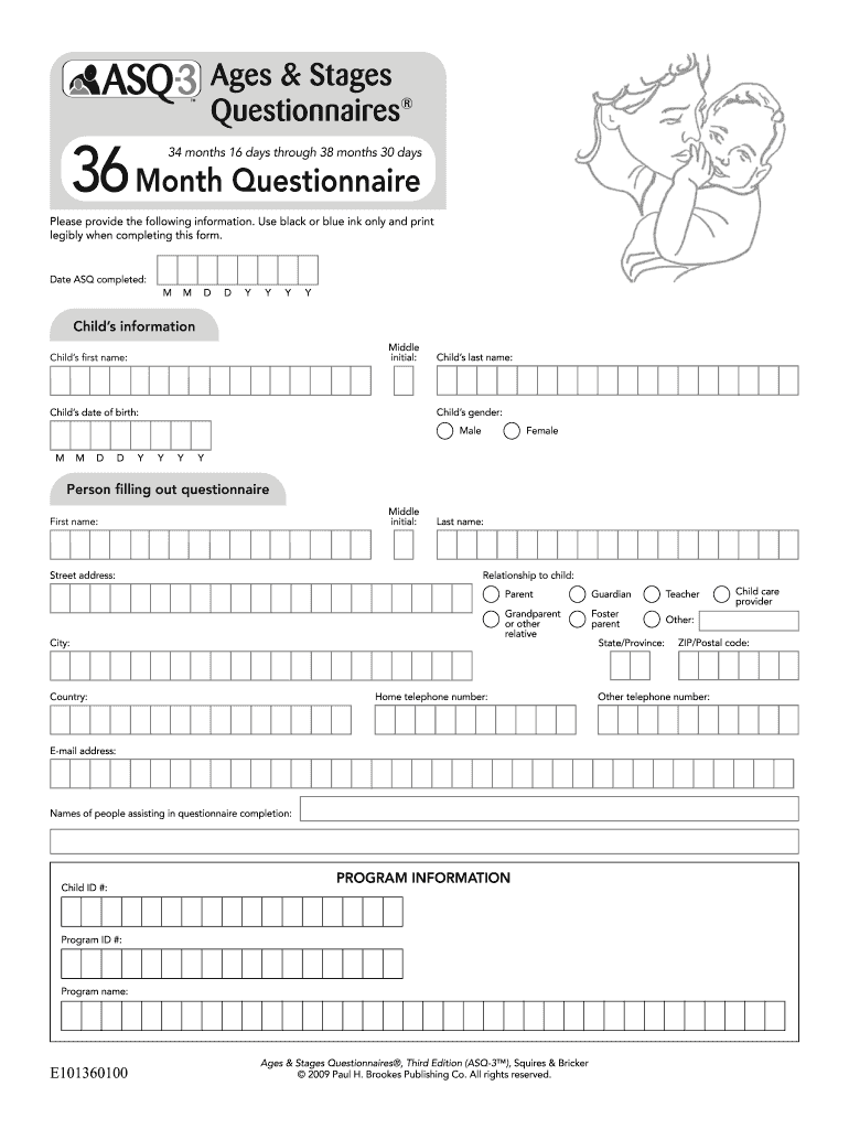 Ages and Stages Questionnaire PDF  Form