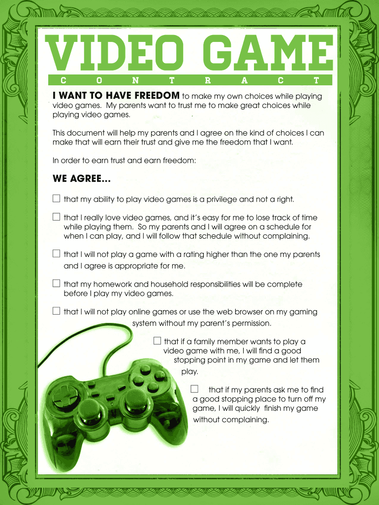 Video Game Contract Template  Form