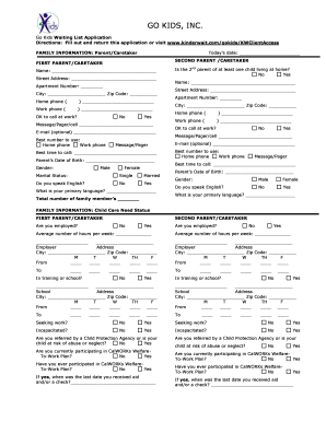 Kinderwait  Form