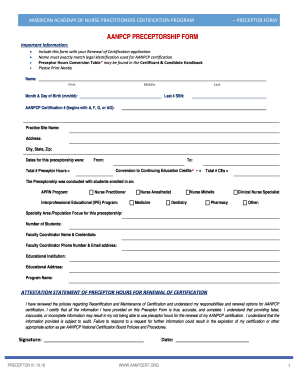 AANPCP Preceptorship Form the American Academy of Nurse Healthprofessions Nku