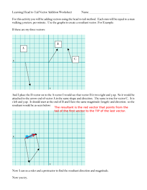 Learning Head to Tail Vector Addition Worksheet Answers  Form