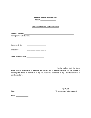 Bank of Baroda Sms Alert Form PDF