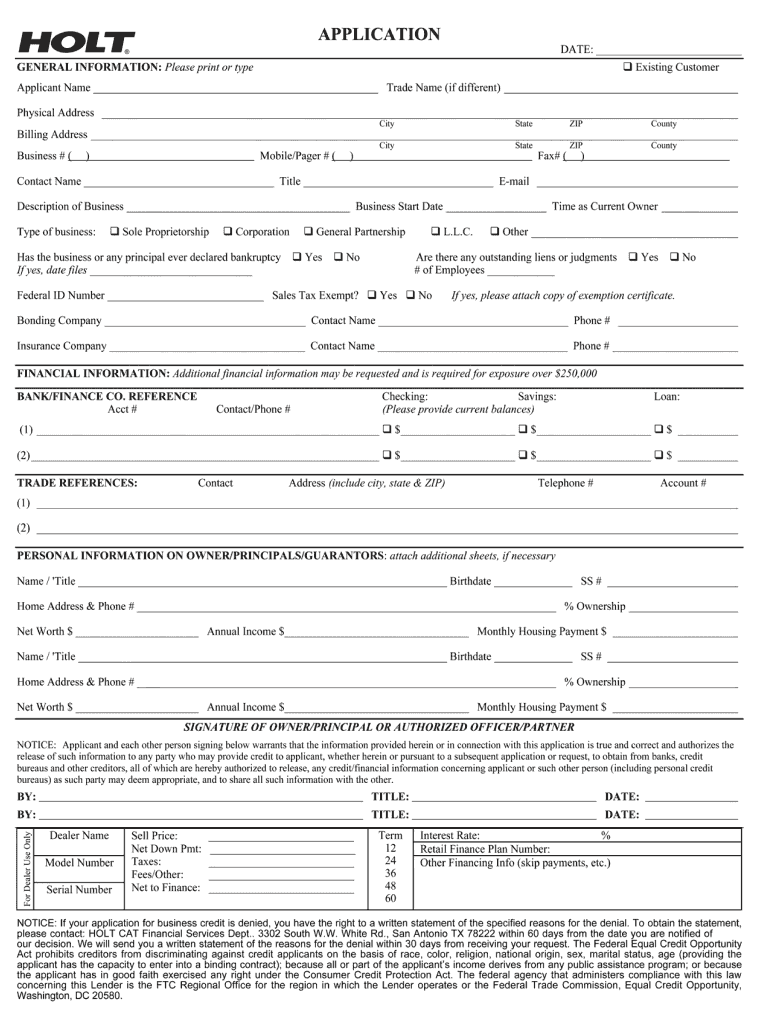 Get and Sign Credit Application Holt CAT 1 2008-2022 Form