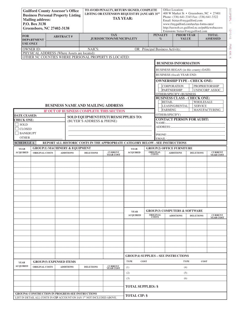 Get and Sign Guilford County Property Tax Exemption Form 2015-2022