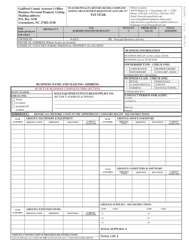  Guilford County Property Tax Exemption Form 2015