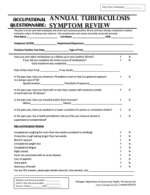 Annual Tb Screening Questionnaire Form