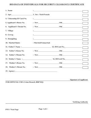 Biodata Certificate  Form