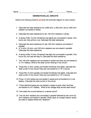 Series Circuit Calculations Worksheet  Form